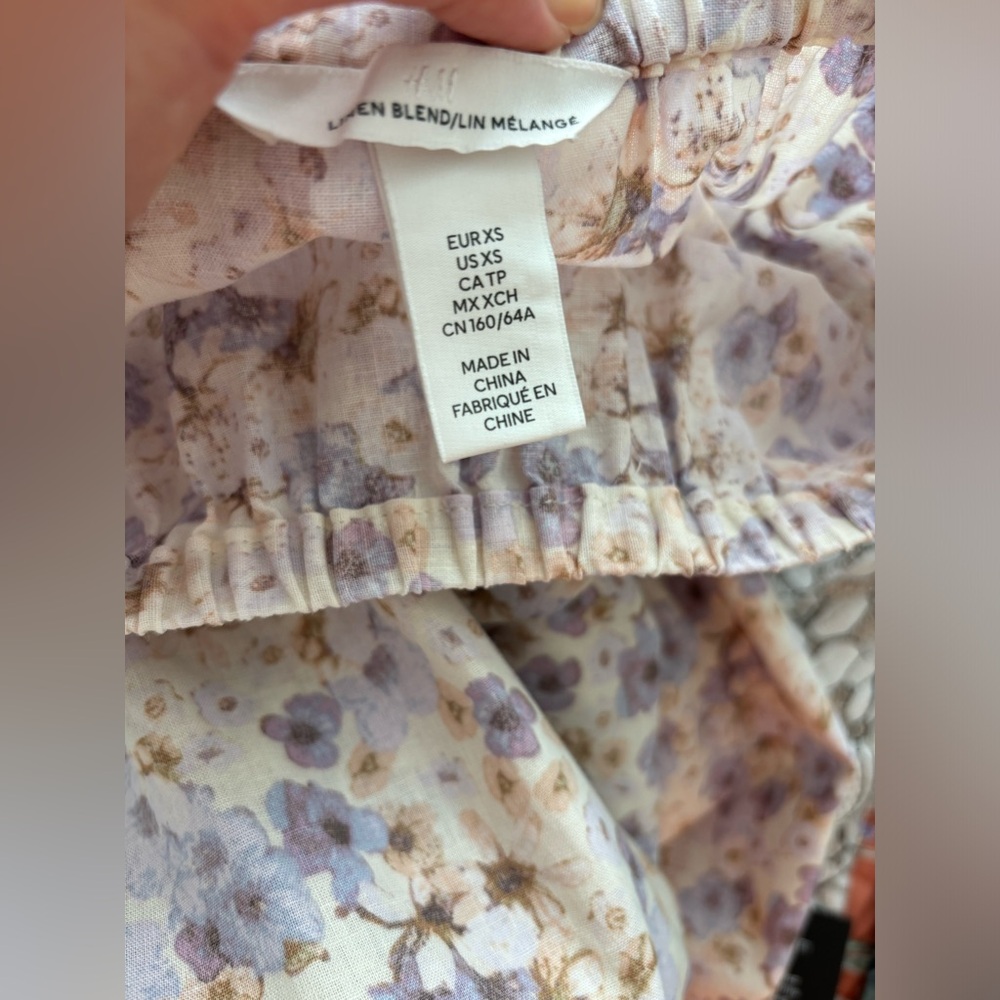 H&M floral linen tiered maxi skirt size XS - Picture 2 of 4